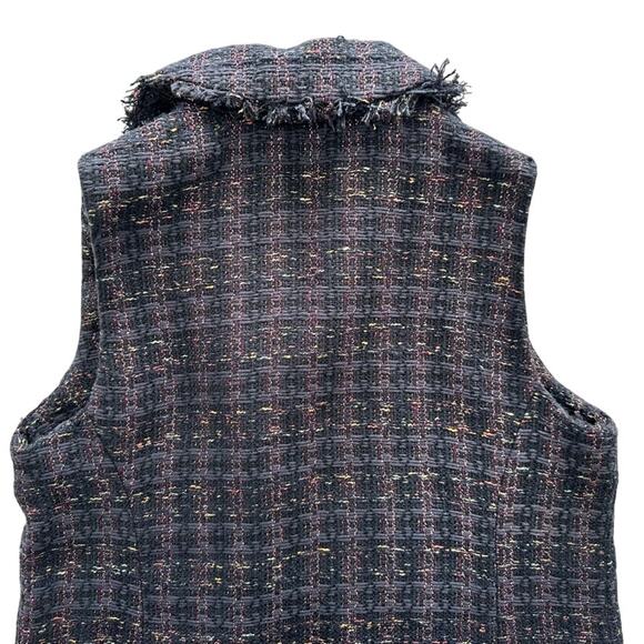 Chico's Elongated Tweed Shimmer Vest Size 1 Navy Pink Spring Summer - Picture 7 of 9